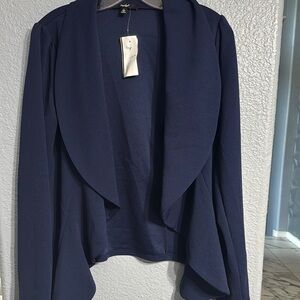 Navy Blue Open Front Blazer